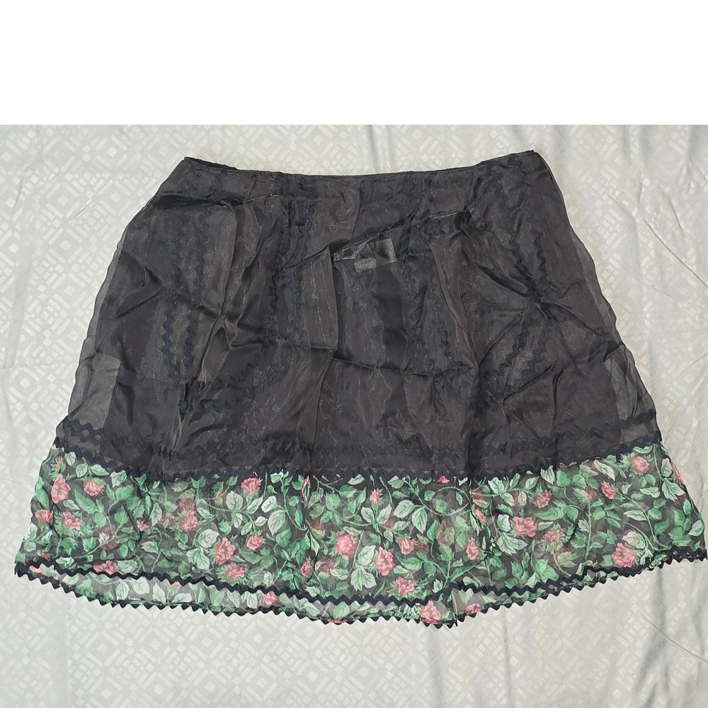 NEW COACH 1941 Black Silk Blend Floral Lace Trim Apron Skirt Size O